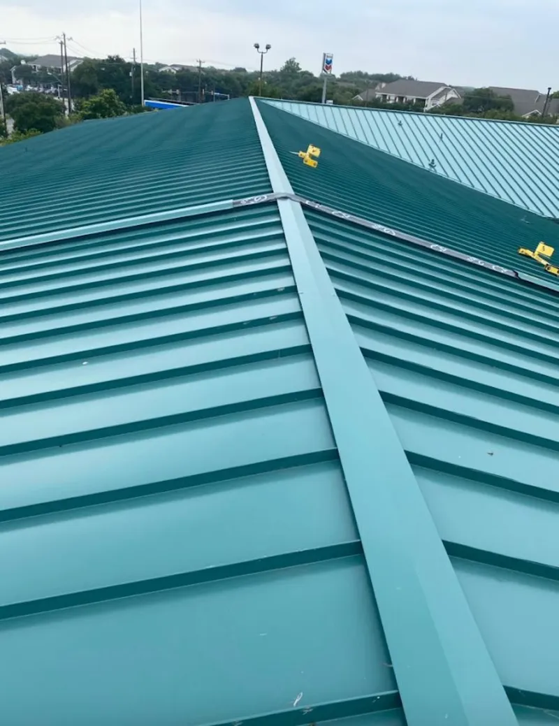 Green commercial metal roof ridge and valley for Metal Roof Repair in Bennington